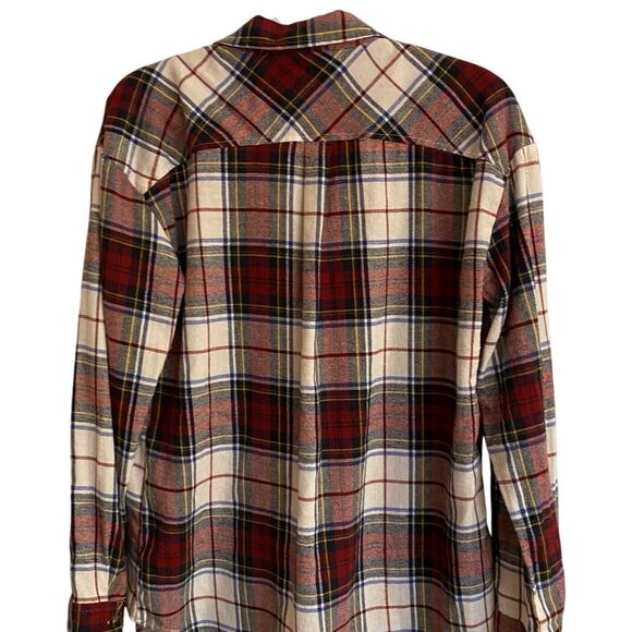 Thread Supply Small Classic Red Plaid Cotton Blend Long Sleeve Shirt Warm Cozy - Picture 3 of 5